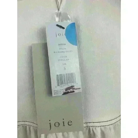 NWT! Joie Mirna Size S Gathered Crepe Porcelain Blouse 1/4 Button Balloon Sleeve - Picture 9 of 11